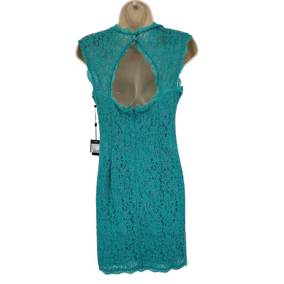 Adrianna Papell Jade Green Cap Sleeve Lace Cocktail Party Date Mini Dress 6 - Picture 6 of 10